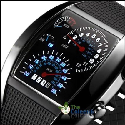 RPM Turbo Blue & White Flash LED Watch Brand NEW Gift Sports Car Meter Dial