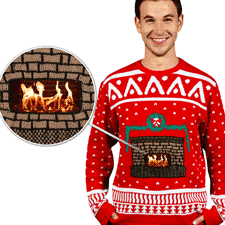 Digital Fireplace Christmas Sweater