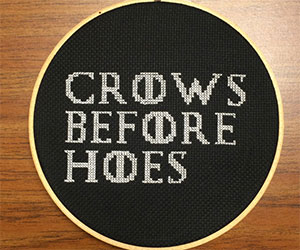 crows before hoes cross stitch