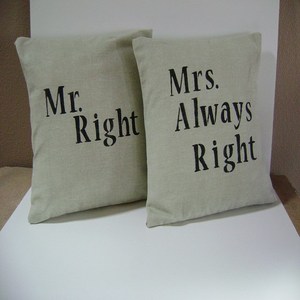Mr and Mrs. Always Right Cushion