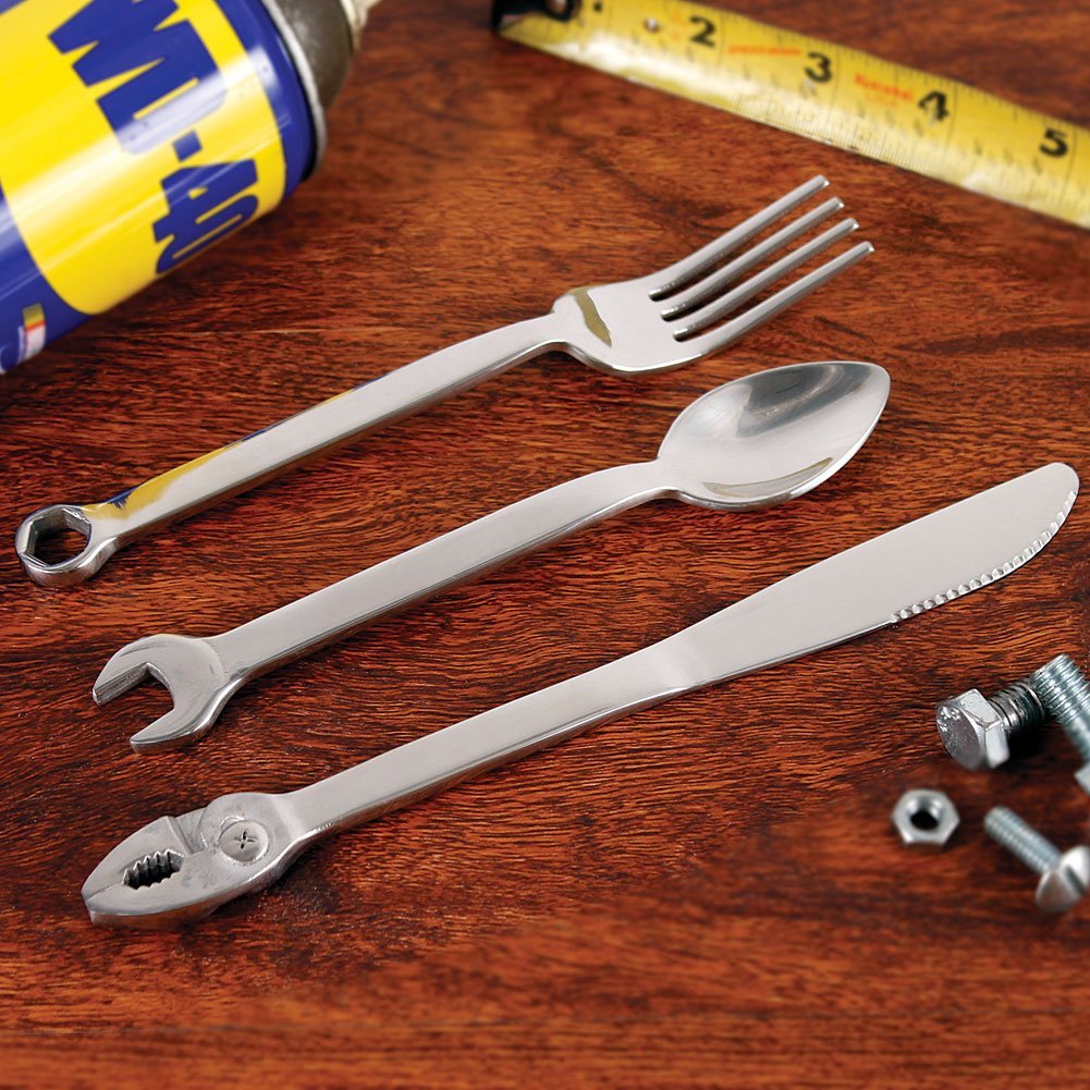 Wrenchware 3-Piece Silverware Cutlery Set Knife Fork & Spoon Handyman Tools