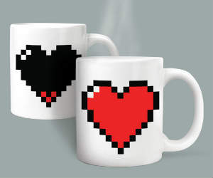 heart pixels cup