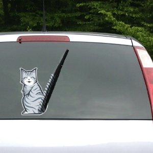 Moving Tail Kitty Car Decal