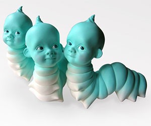 Caterpillar Baby Head Sculpture